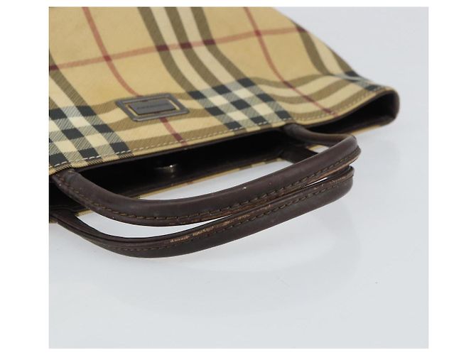 Bolsa de mão em PVC bege e dourado com estampa Nova Check da BURBERRY Auth 159987 - vista 7