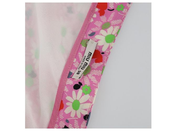 Miu Miu Mono de Seda Rosa Auth 154093 - vista 7