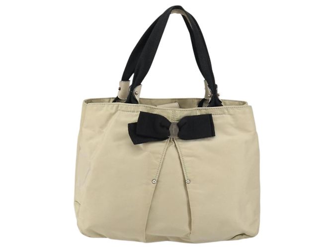 Borsa a mano Vala in nylon beige e argento di Salvatore Ferragamo Auth 159394 - vista 13
