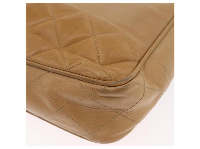 Borsa a spalla matelassé con catena CHANEL in pelle di agnello beige oro CC Auth gh1553 D'oro - vista 14