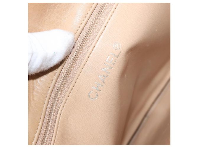 Borsa a spalla matelassé con catena CHANEL in pelle di agnello beige oro CC Auth gh1553 D'oro - vista 17