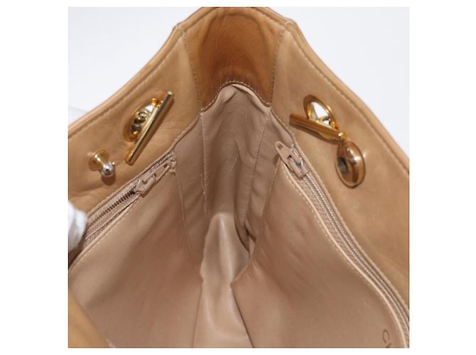 Borsa a spalla matelassé con catena CHANEL in pelle di agnello beige oro CC Auth gh1553 D'oro - vista 19
