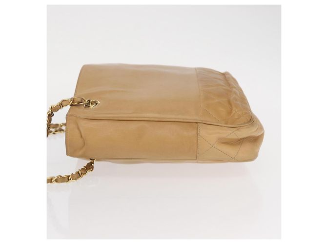 Borsa a spalla matelassé con catena CHANEL in pelle di agnello beige oro CC Auth gh1553 D'oro - vista 4