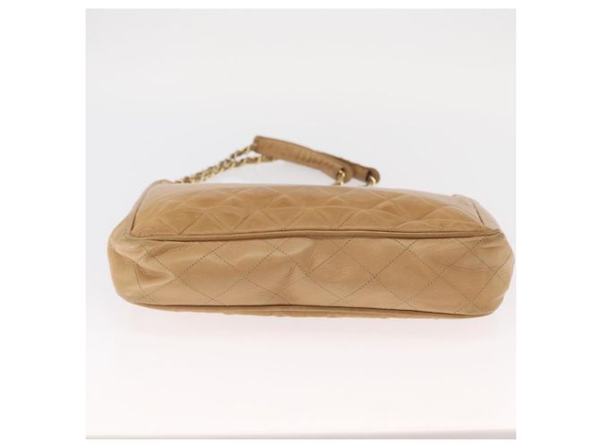 Borsa a spalla matelassé con catena CHANEL in pelle di agnello beige oro CC Auth gh1553 D'oro - vista 5