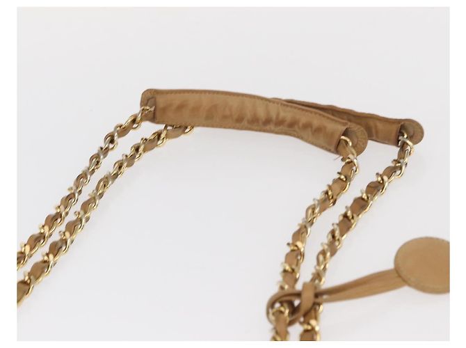 Borsa a spalla matelassé con catena CHANEL in pelle di agnello beige oro CC Auth gh1553 D'oro - vista 8