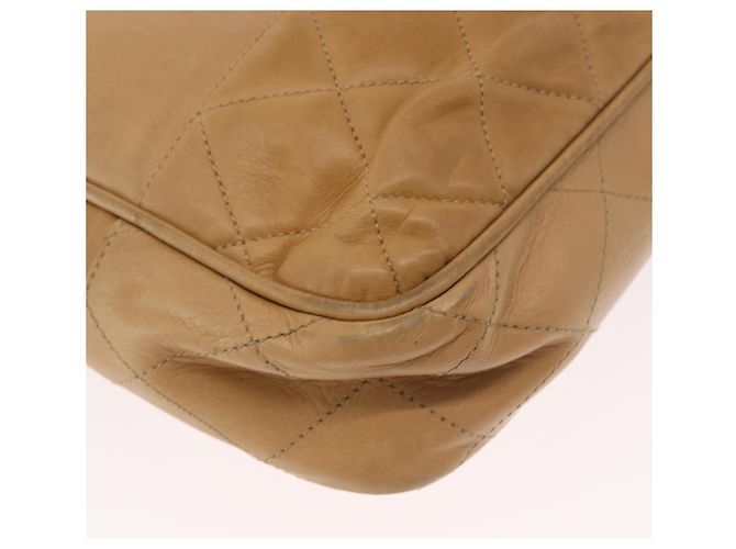 Borsa a spalla matelassé con catena CHANEL in pelle di agnello beige oro CC Auth gh1553 D'oro - vista 9