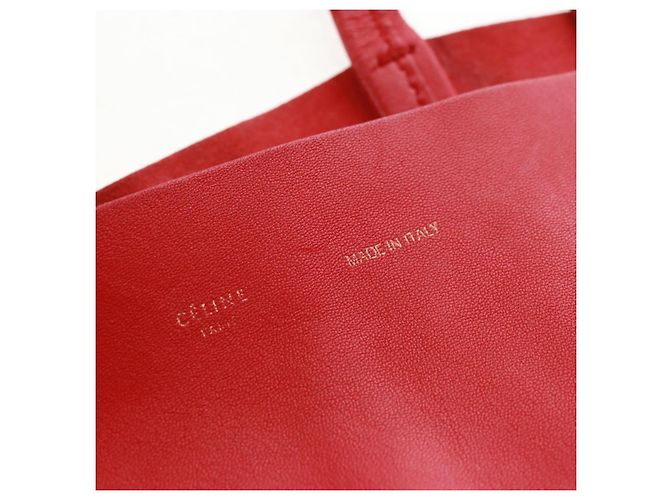 Céline Borsa tote Horizontalkava in pelle rossa e oro Auth bs32104 Rosso D'oro - vista 19