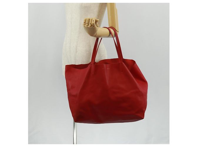 Céline Borsa tote Horizontalkava in pelle rossa e oro Auth bs32104 Rosso D'oro - vista 28