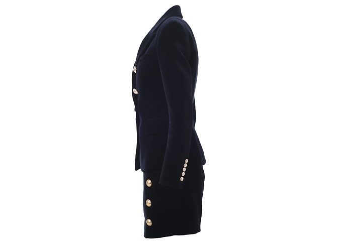 Set Balmain in Velluto Nero con Blazer e Gonna - vista 2