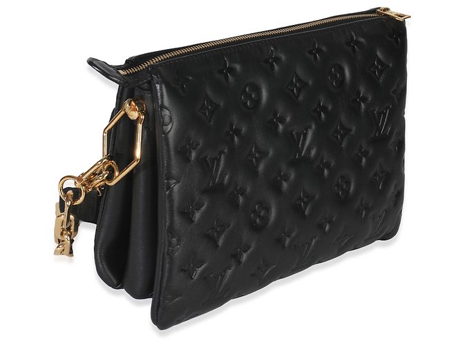 Coussin PM in agnello nero con monogramma in rilievo Louis Vuitton - vista 4