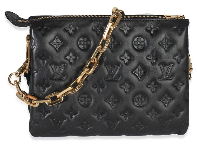 Coussin PM in agnello nero con monogramma in rilievo Louis Vuitton - vista 8