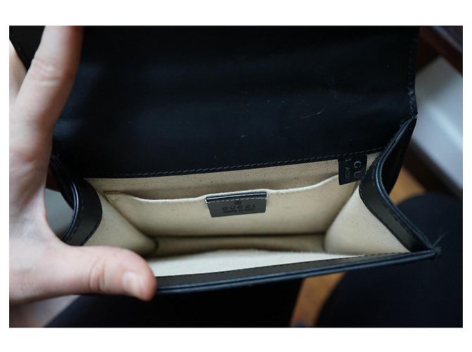 Borsa a tracolla Gucci GG Marmont Chain pelle nera Nero - vista 15