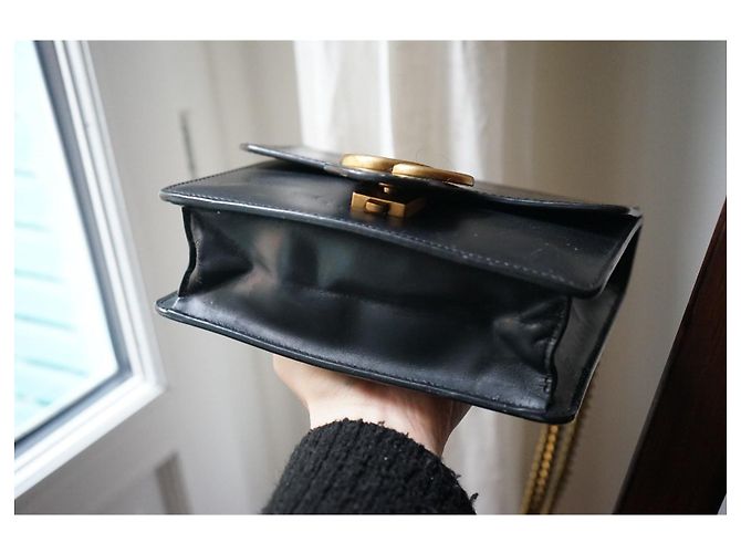 Borsa a tracolla Gucci GG Marmont Chain pelle nera Nero - vista 8