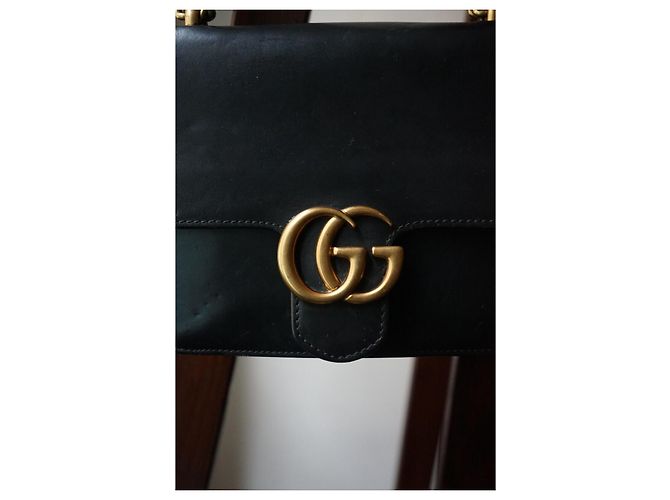 Borsa a tracolla Gucci GG Marmont Chain pelle nera Nero - vista 9