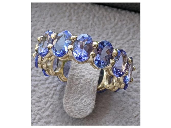 Autre Marque 14k Weißgold Eternity Ring mit blauen Tansaniten - Ansicht 5