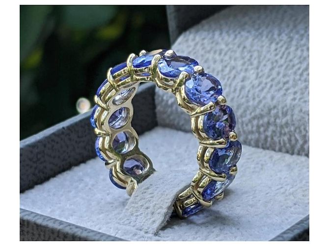 Autre Marque 14k Weißgold Eternity Ring mit blauen Tansaniten - Ansicht 6