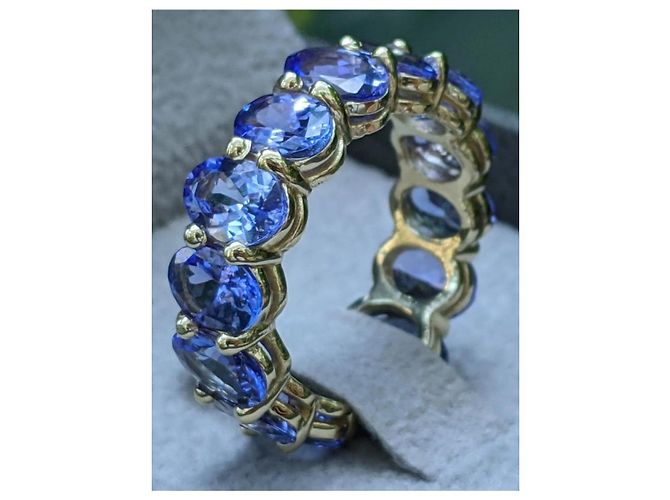 Autre Marque 14k Weißgold Eternity Ring mit blauen Tansaniten - Ansicht 7