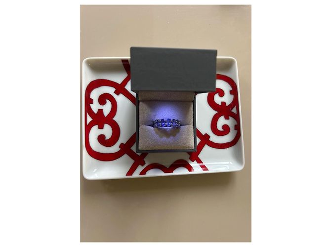 Autre Marque 14k Weißgold Eternity Ring mit blauen Tansaniten - Ansicht 8
