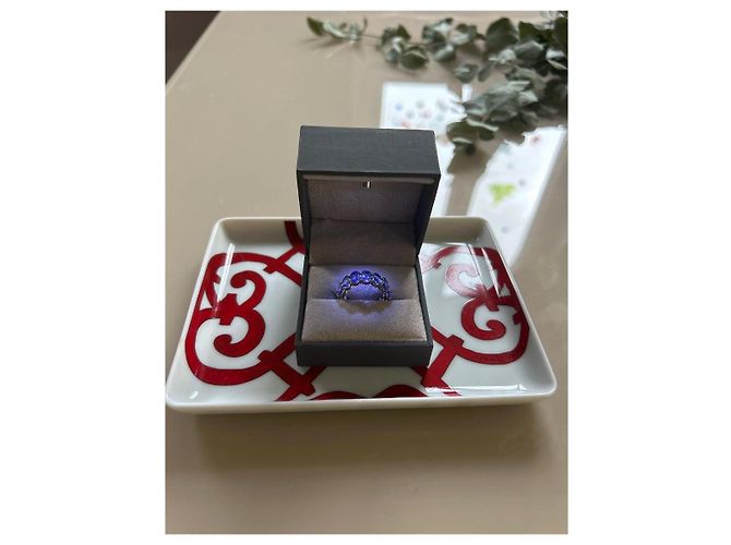 Autre Marque 14k Weißgold Eternity Ring mit blauen Tansaniten - Ansicht 9