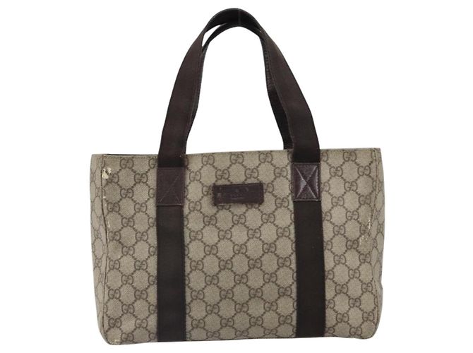 Gucci Bolsa Tote GG Supreme PVC Bege Prata 141976 Auth ka1243 - vista 13