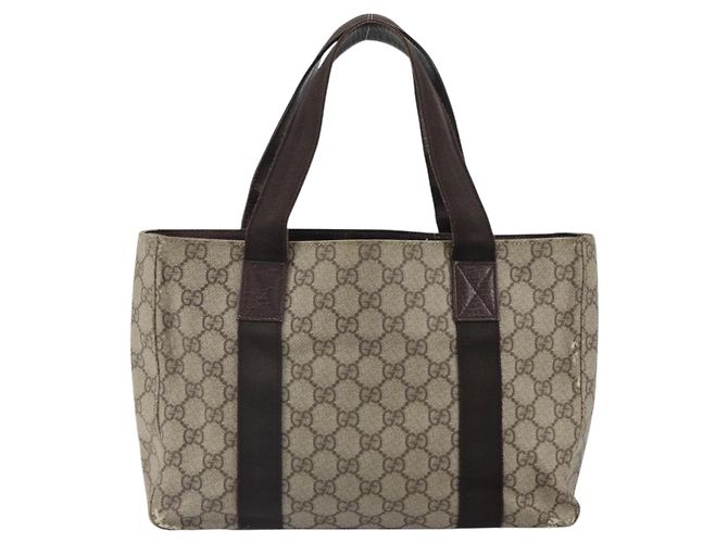 Gucci Bolsa Tote GG Supreme PVC Bege Prata 141976 Auth ka1243 - vista 2