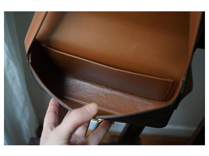 Céline Borsa Celine Triomphe in tela stampata e vitello color cammello Marrone - vista 11