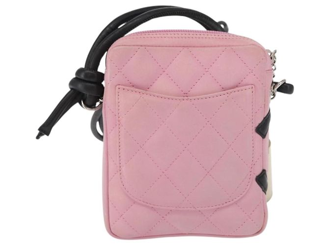 Chanel Cambon Umhängetasche aus gestepptem Leder klein Pink - Ansicht 2