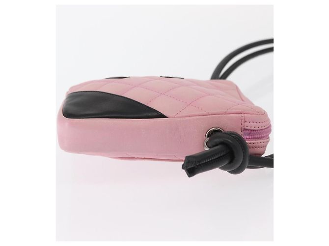 Chanel Cambon Umhängetasche aus gestepptem Leder klein Pink - Ansicht 3