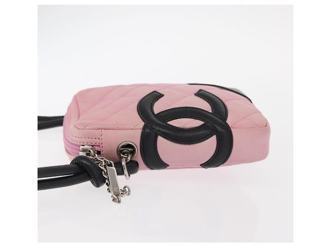 Chanel Cambon Umhängetasche aus gestepptem Leder klein Pink - Ansicht 4