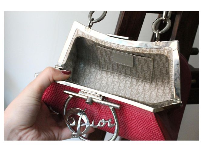Borsa minaudière in lucertola rosa Christian Dior 2004 - vista 9