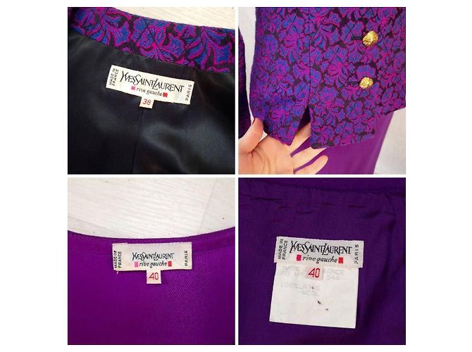 Yves Saint Laurent YSL tailleur viola vintage 1991 Viola scuro - vista 15