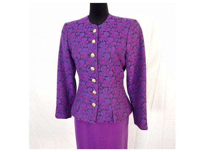 Yves Saint Laurent YSL tailleur viola vintage 1991 Viola scuro - vista 4