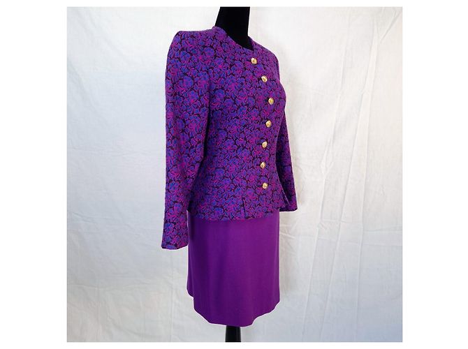 Yves Saint Laurent YSL tailleur viola vintage 1991 Viola scuro - vista 5