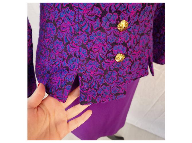 Yves Saint Laurent YSL tailleur viola vintage 1991 Viola scuro - vista 9