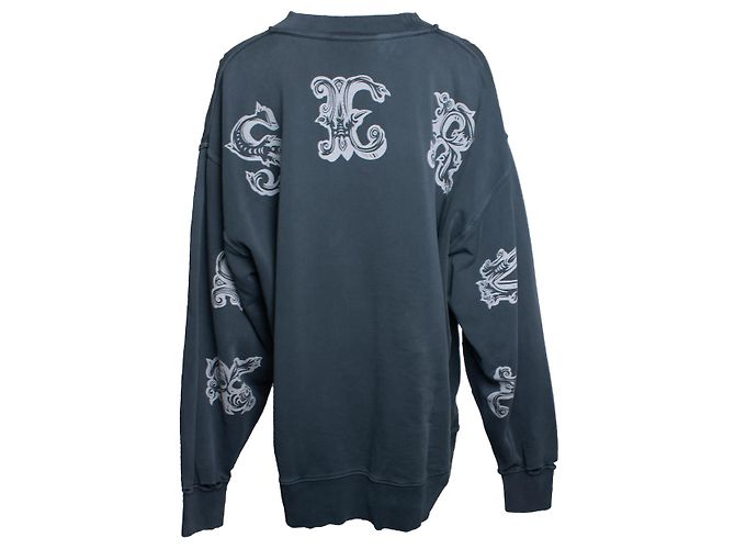 Autre Marque Suéter desgastado con estampado en las mangas Gris - vista 2