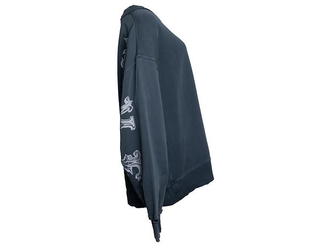 Autre Marque Suéter desgastado con estampado en las mangas Gris - vista 3
