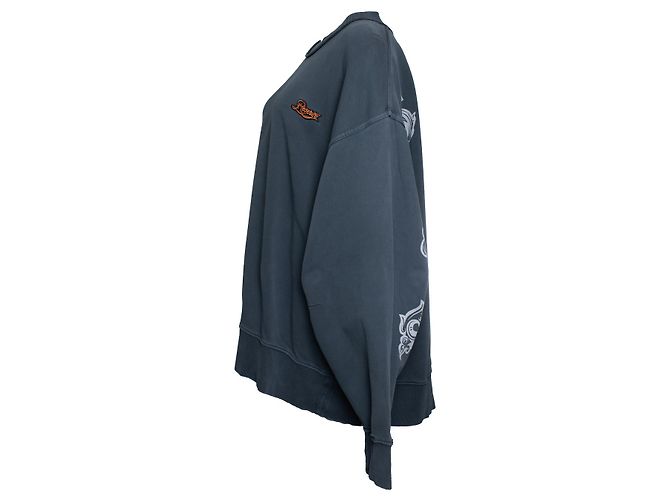 Autre Marque Suéter desgastado con estampado en las mangas Gris - vista 4