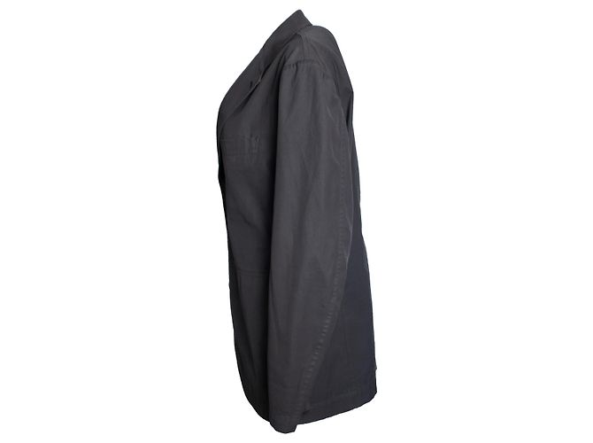 Issey Miyake, Baumwollblazer in Anthrazit Schwarz Grau - Ansicht 2