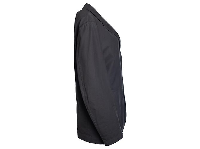 Issey Miyake, Baumwollblazer in Anthrazit Schwarz Grau - Ansicht 4
