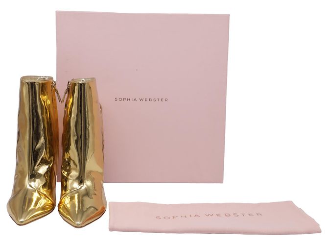 Stivaletti a punta Sophia Webster Heavenly in pelle dorata metallica - vista 6