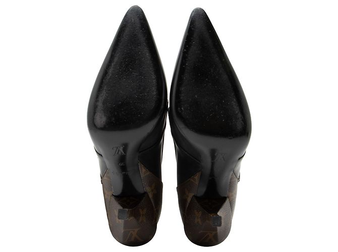 Botas de tobillo Janet de lona Monogram de piel de ternera Louis Vuitton Negro - vista 6