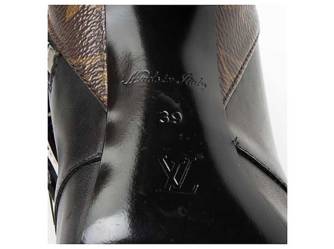 Botas de tobillo Janet de lona Monogram de piel de ternera Louis Vuitton Negro - vista 7