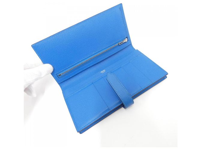Portafoglio Lungo Soufflet Epsom Béarn di Hermès Blu - vista 7