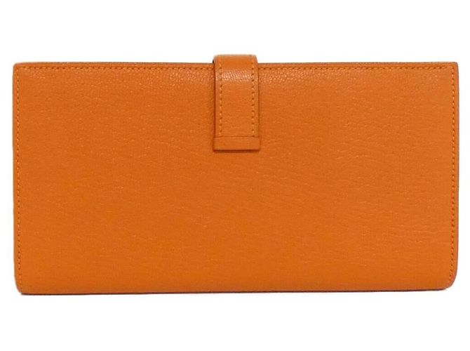 Portafoglio Lungo Soufflet Chèvre Béarn Hermès Arancione - vista 2