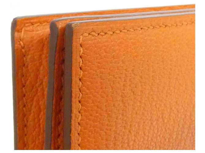 Portafoglio Lungo Soufflet Chèvre Béarn Hermès Arancione - vista 3