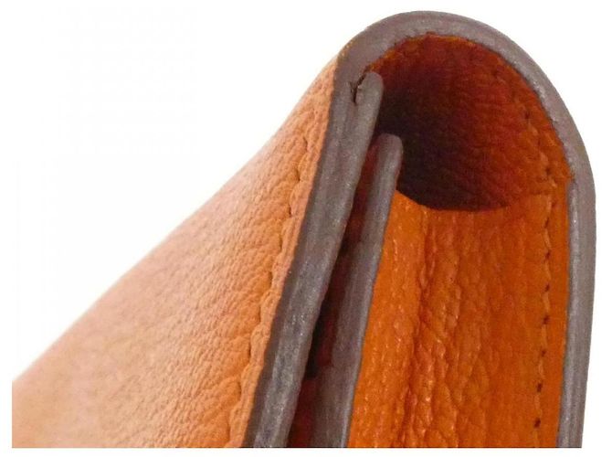 Portafoglio Lungo Soufflet Chèvre Béarn Hermès Arancione - vista 4