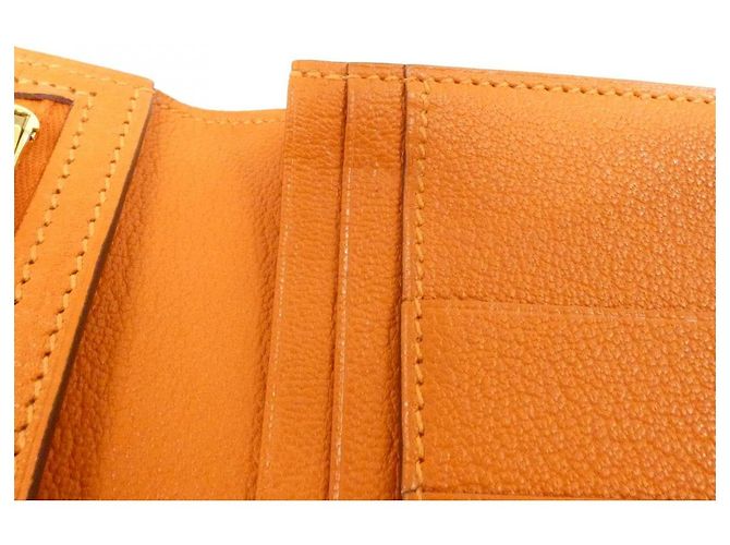 Portafoglio Lungo Soufflet Chèvre Béarn Hermès Arancione - vista 8