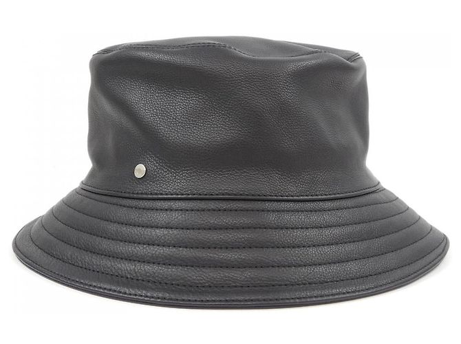 Cappello in pelle di vitello Hermès FRED 58 Nero - vista 2