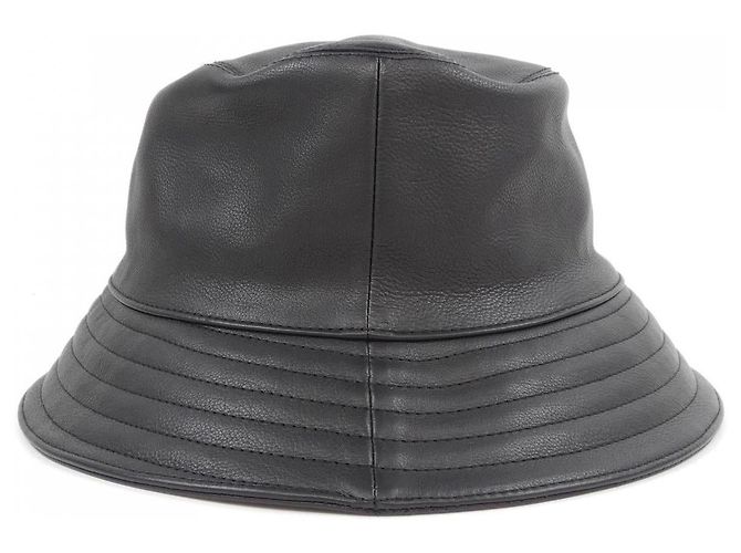Cappello in pelle di vitello Hermès FRED 58 Nero - vista 4