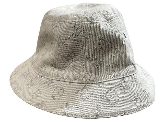 Cappello Bucket Monogram in Denim Louis Vuitton Bianco - vista 2